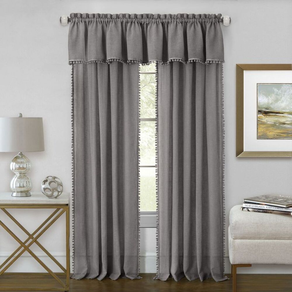 Achim Home Furnishing: Wallace Gray Semi-Sheer Window Curtain Rod Pocket Panel: